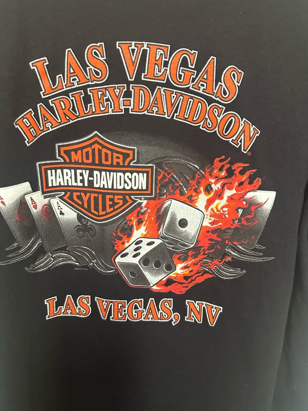 Harley-Davidson Black Short Sleeve Tee with Orange & White Shield Logo Las Vegas